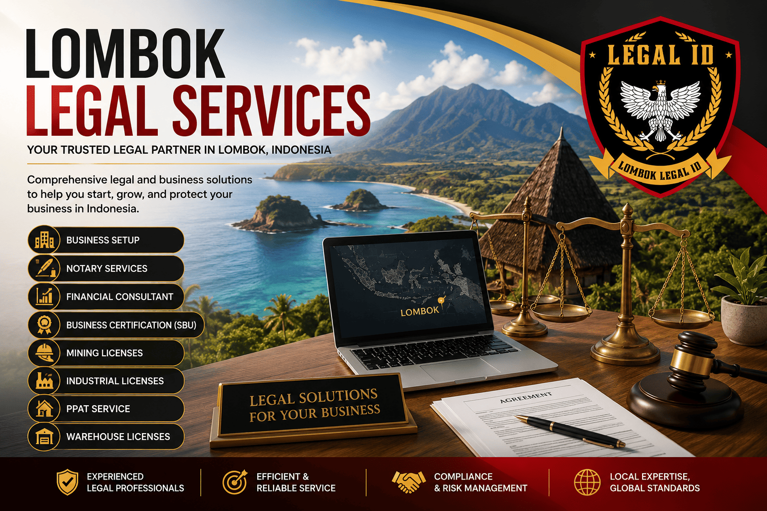 Legal Services in Lombok Your Trusted Partner for Business Licensing, Legal Compliance, and Investment Support in Lombok Indonesia -Lombok legal ID