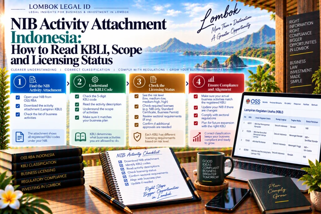 NIB Activity Attachment Indonesia: How to Read KBLI, Scope and Licensing Status